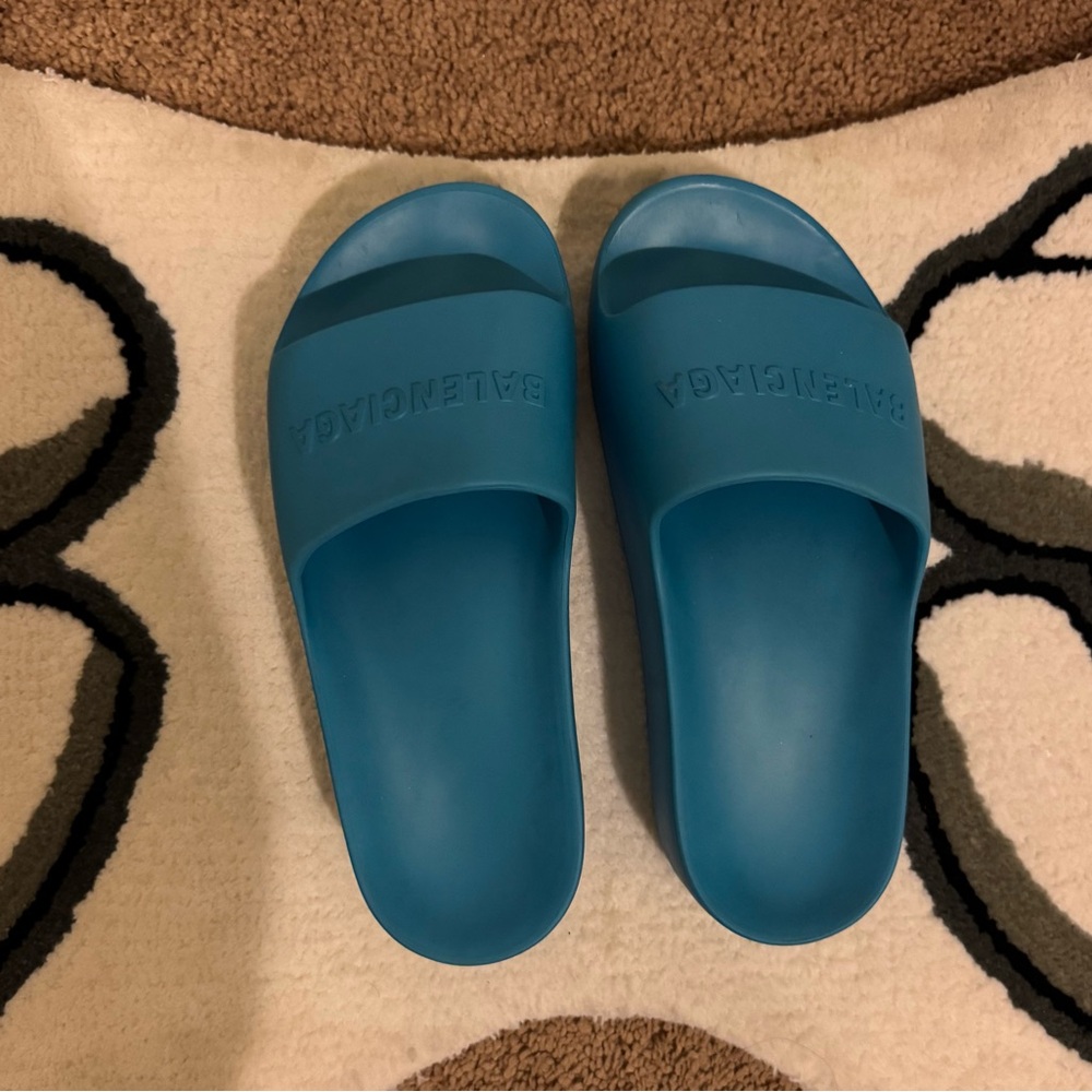 Balenciaga Blue Slide Sandals
